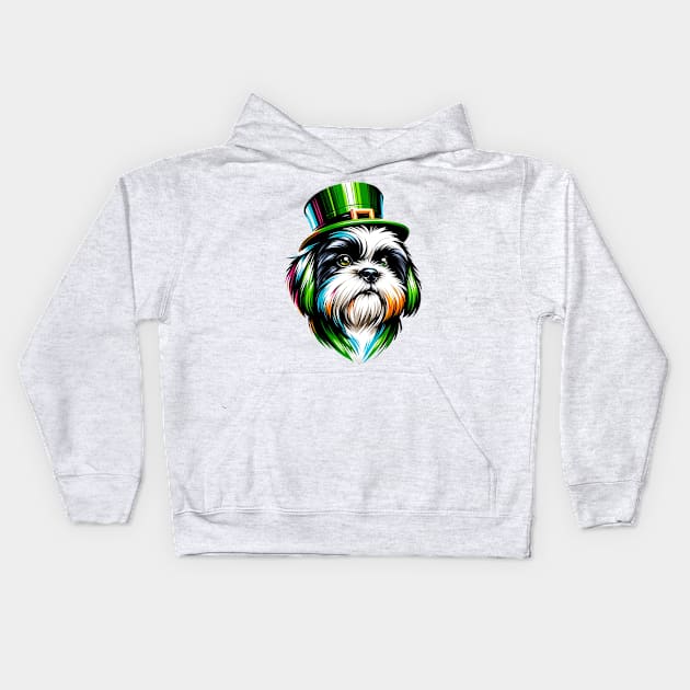 Shih Tzu in Leprechaun Hat Celebrates St. Patrick's Kids Hoodie by ArtRUs